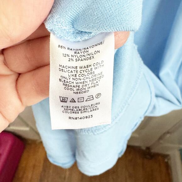 Ann Taylor LOFT Ponte Knit Seamed Flare Sleeveless Midi Dress Blue Size 12 Flowy - Picture 11 of 13